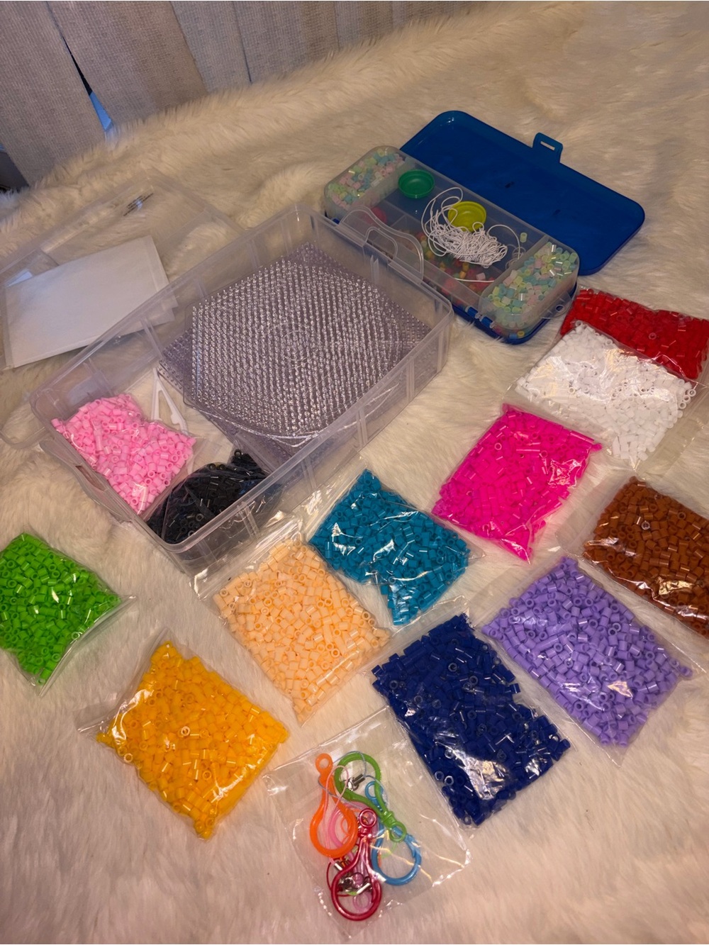 Perler-Style Fuse Beads Kit with Storage Case and Pegboards - Multicolor